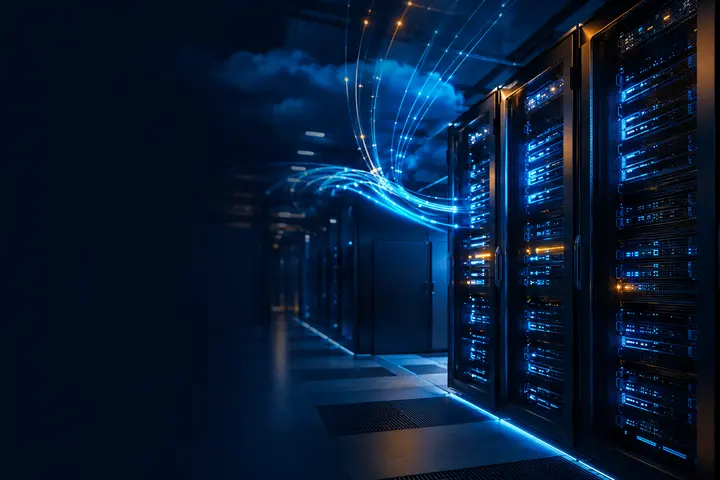 Servidores em datacenter profissional